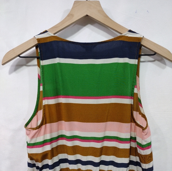 Fossil 100% Silk Color Strips Dress Womens S Multicolor Retro 90s Beach Vacation - Picture 5 of 8